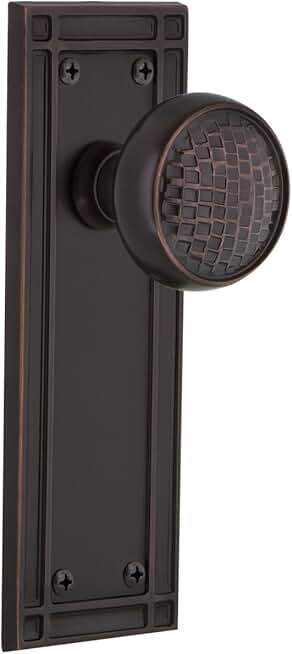 Nostalgic Warehouse Mission Plate Privacy Craftsman Door Knob in Timeless Bronze