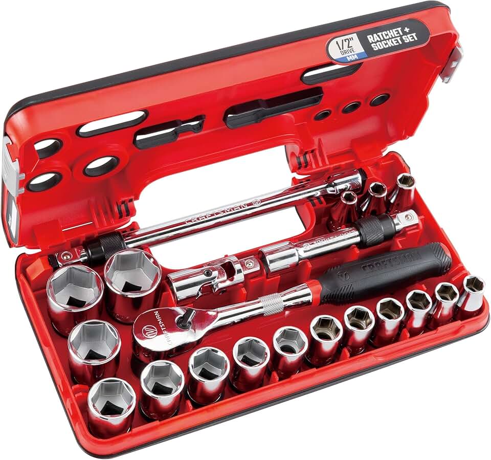 CRAFTSMAN V-SERIES Socket Set, Shallow MM, 1/2 Inch Drive, 21 Piece (CMMT45755V)