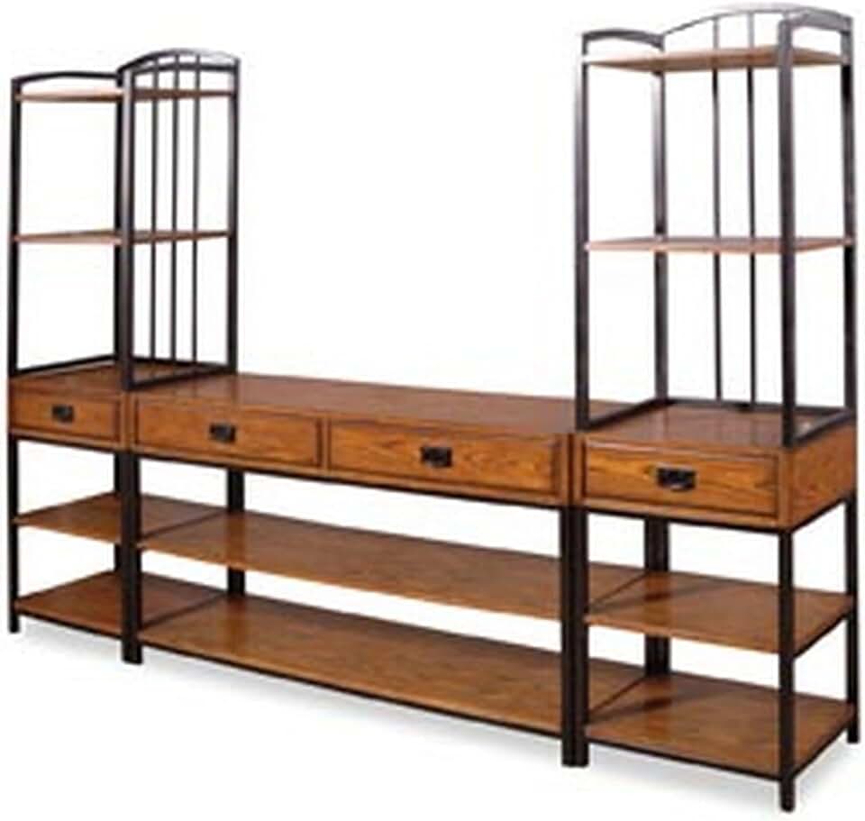 Modern Craftsman Distressed Oak 3Piece Entertainment Center by Home Styles