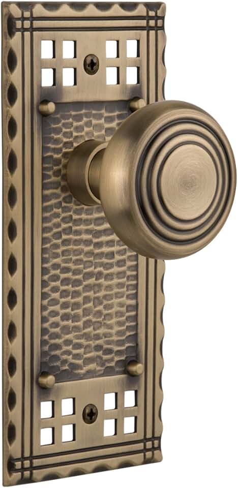 Nostalgic Warehouse 707439, Double Dummy, Antique Brass Craftsman Plate with Deco Knob