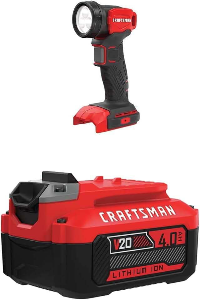 CRAFTSMAN V20 LED Work Light with Lithium Ion Battery, 4.0-Amp Hour, Charger Sold Separately (CMCL020B & CMCB204)