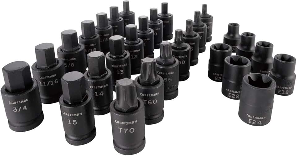 CRAFTSMAN Impact Socket Set, 1/2-Inch Drive, 28-Piece, MM/SAE (CMMT42031)