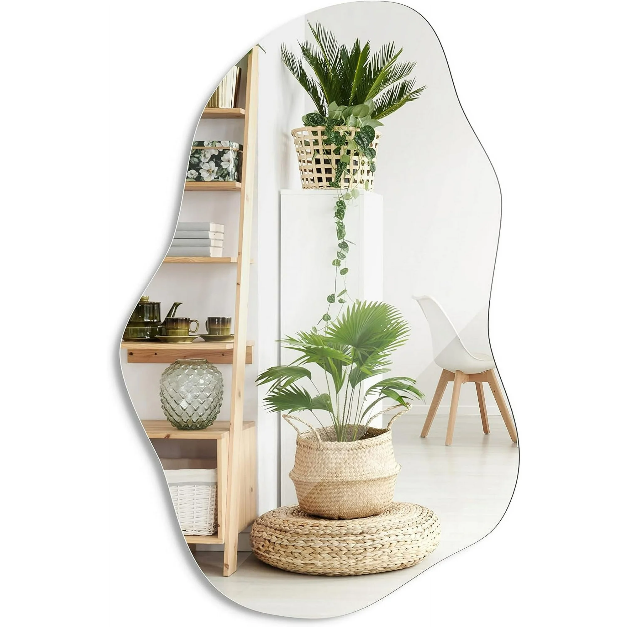 TOMEYE Asymmetrical Irregular Wall Mirror - Hotel Quality Craftsmanship with Abstract Frameless Shape - HD Clarity Reflection - Mount from Multiple Directions (24