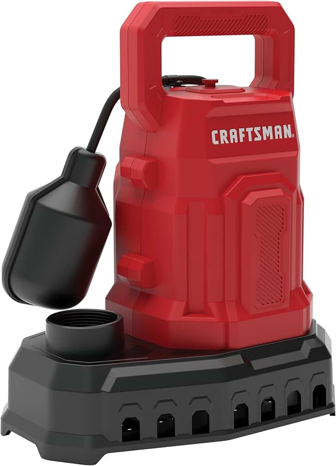 CRAFTSMAN 1/2 HP Thermoplastic Submersible Sump Pump, Pumps up to 4000 GPH