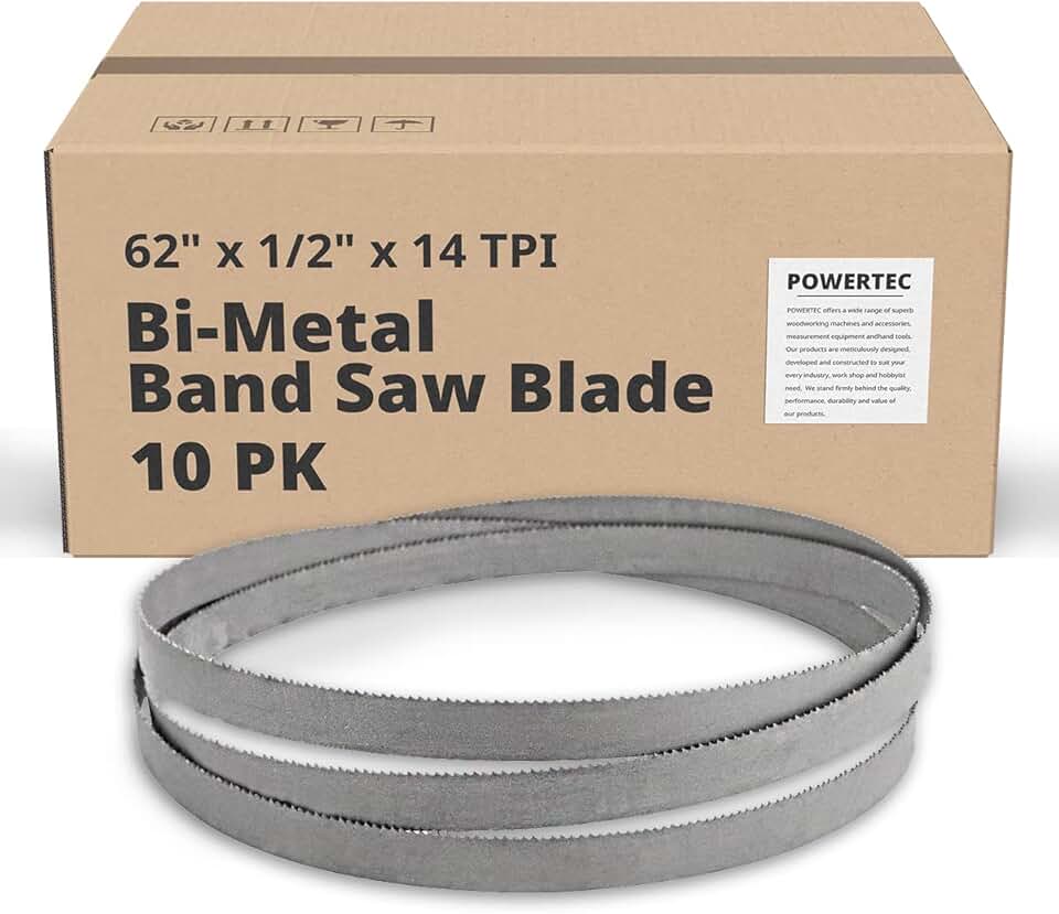 POWERTEC 62 Inch Bi-Metal Bandsaw Blades, 1/2
