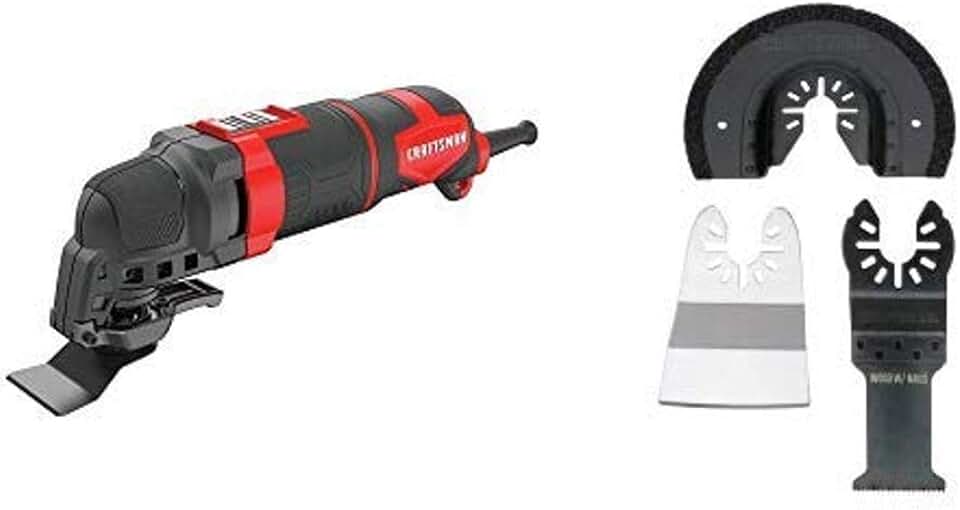 CRAFTSMAN Oscillating Tool Kit, 3-Amp, 14-Pieces with Multi-Material Blades, 3-Piece (CMEW400 & CMAO201)