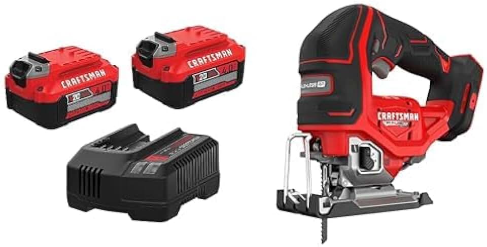 CRAFTSMAN V20 RP Cordless Jig Saw (CMCS650B) with Battery and Charger (CMCB204-2CK)