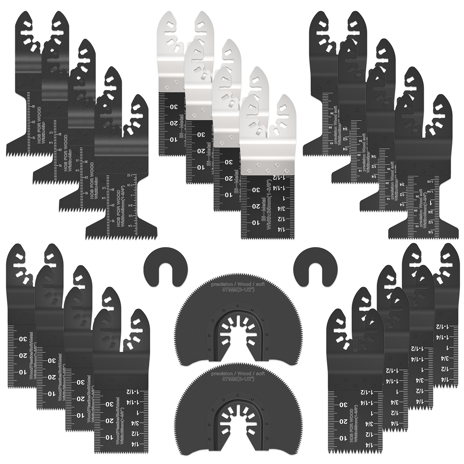 Willstar 24 Pcs Metal Wood Oscillating Multitool Quick Release Saw Blades Fit DeWalt Bosch Milwaukee Craftsman Dremel Rockwell Fein Porter-Cable
