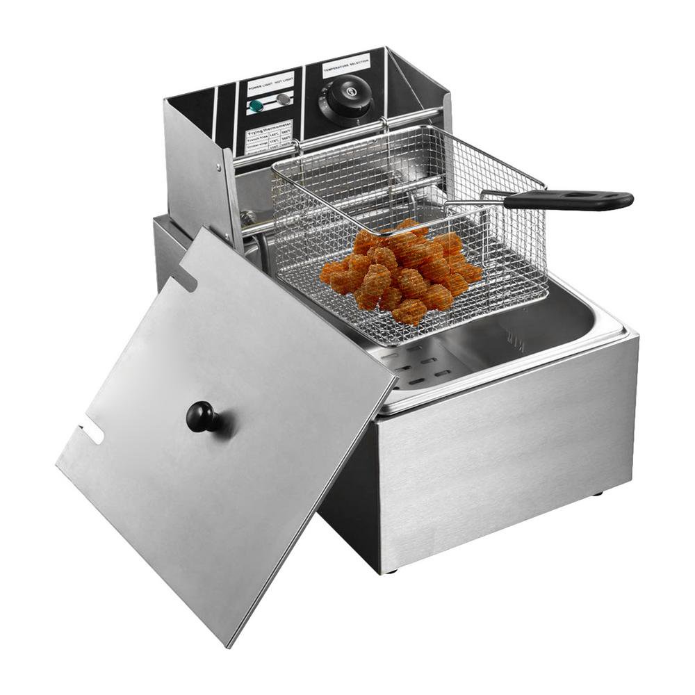 Xianers 110V 22 L Fryer Pot, Single Wings Electric Deep Fryer With Frying Basket&Lid , 3400W Stainless Steel Commercial Countertop Single Tank Oil Fryers For Home Kitchen Restaurant