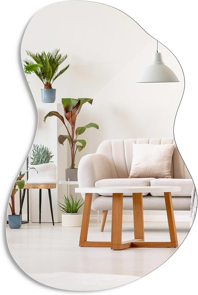 Barnyard Designs Asymmetrical Irregular Wall Mirror - Hotel Quality Craftsmanship with Abstract Frameless Shape - HD Clarity Reflection - Mount from Multiple Directions (24