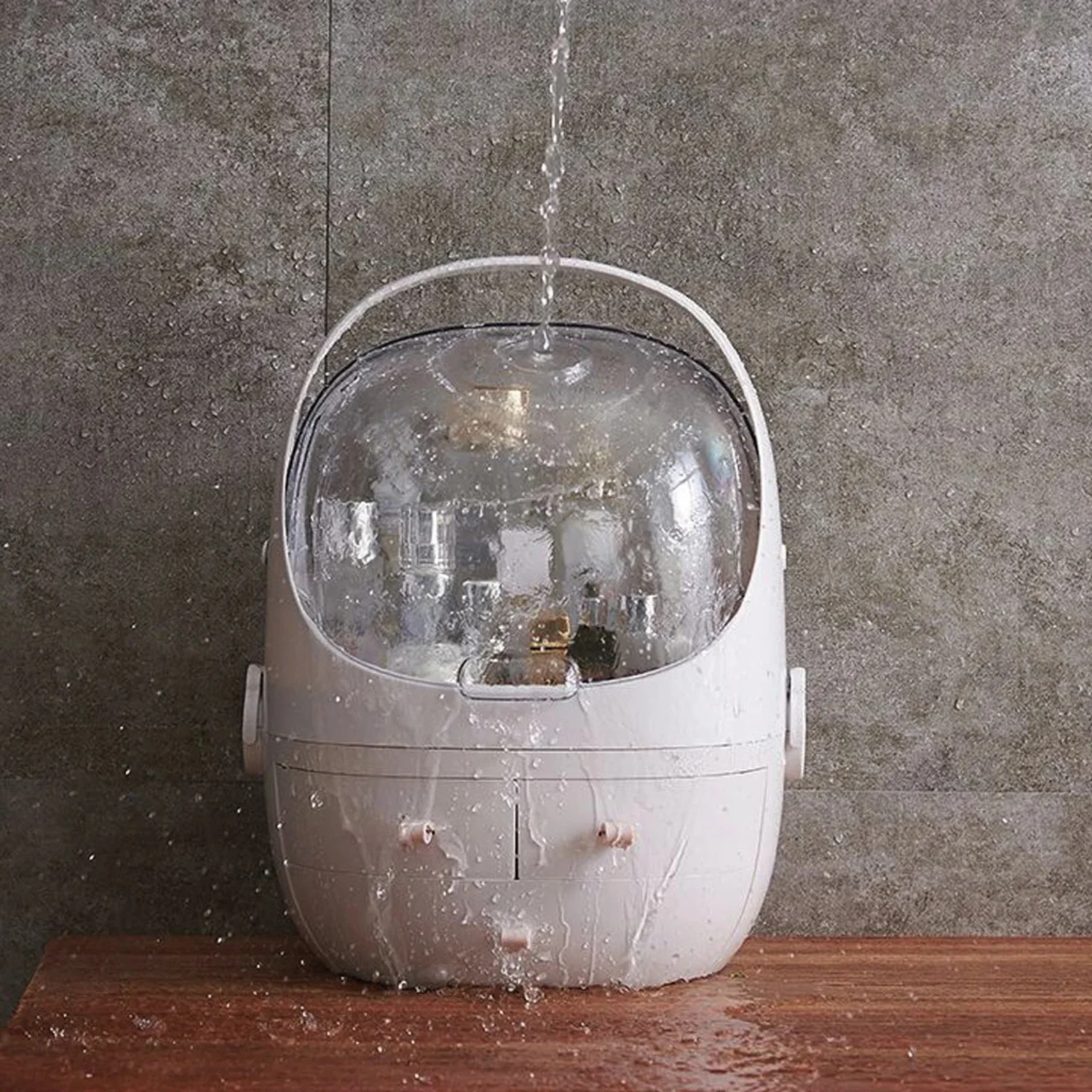 XGZHPJZ Dustproof Cosmetic Box Dressing Table Transparent Makeup Case Drawer Organizer Hand-Held Cosmetic Jewelry Display Storage Boxs