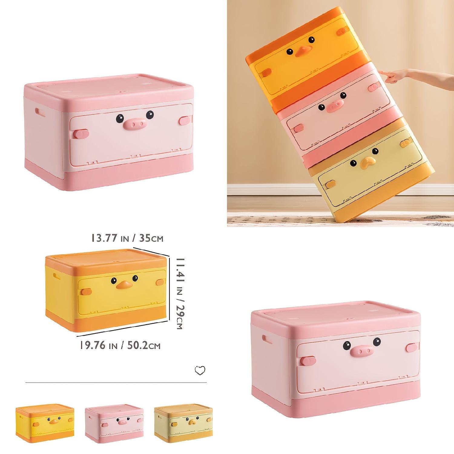 XGZHPJZ Toy Storage Box With Lid - Stackable - With Casters - Collapsible Storage Bin  Plastic Storage Bin For Closet Organizer  Folding Storage Bin  Stackable Toy Storage Bin  Organizati