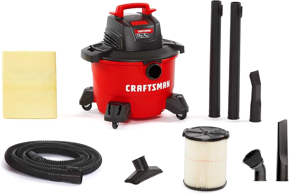 CRAFTSMAN CMXEVBE17584 6 Gallon 3.5 Peak HP Wet/Dry Vac, Portable Shop Vacuum with Attachments, Dusting Brush and Crevice Tool