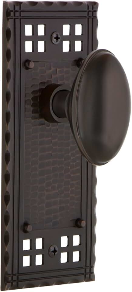 Nostalgic Warehouse Craftsman Plate Single Dummy Homestead Door Knob in Timeless Bronze