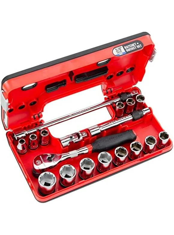 CRAFTSMAN V-SERIES Socket Set, Shallow MM, 3/8 Inch Drive, 18 Piece (CMMT45753V)