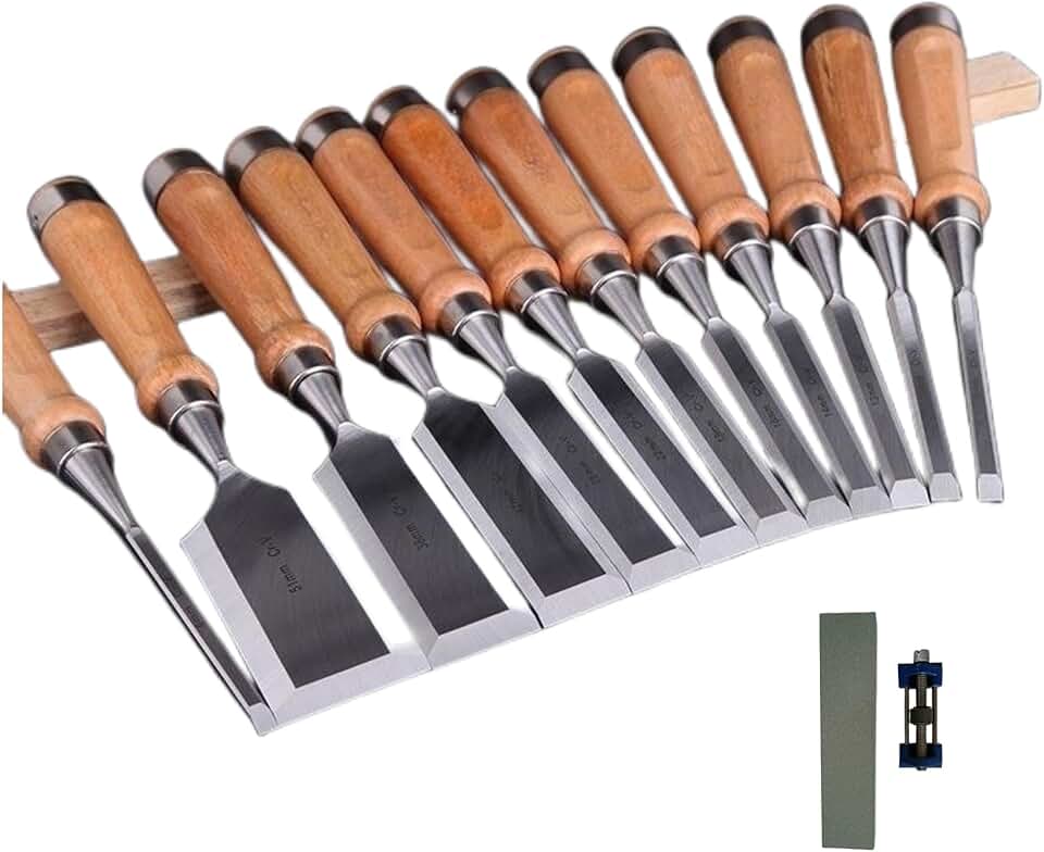 DEEG 12 PCS Wood Chisel Tool Sets Woodworking Carving Chisel Kit with Premium Wooden Case for Carpenter Craftsman Gift for Men…