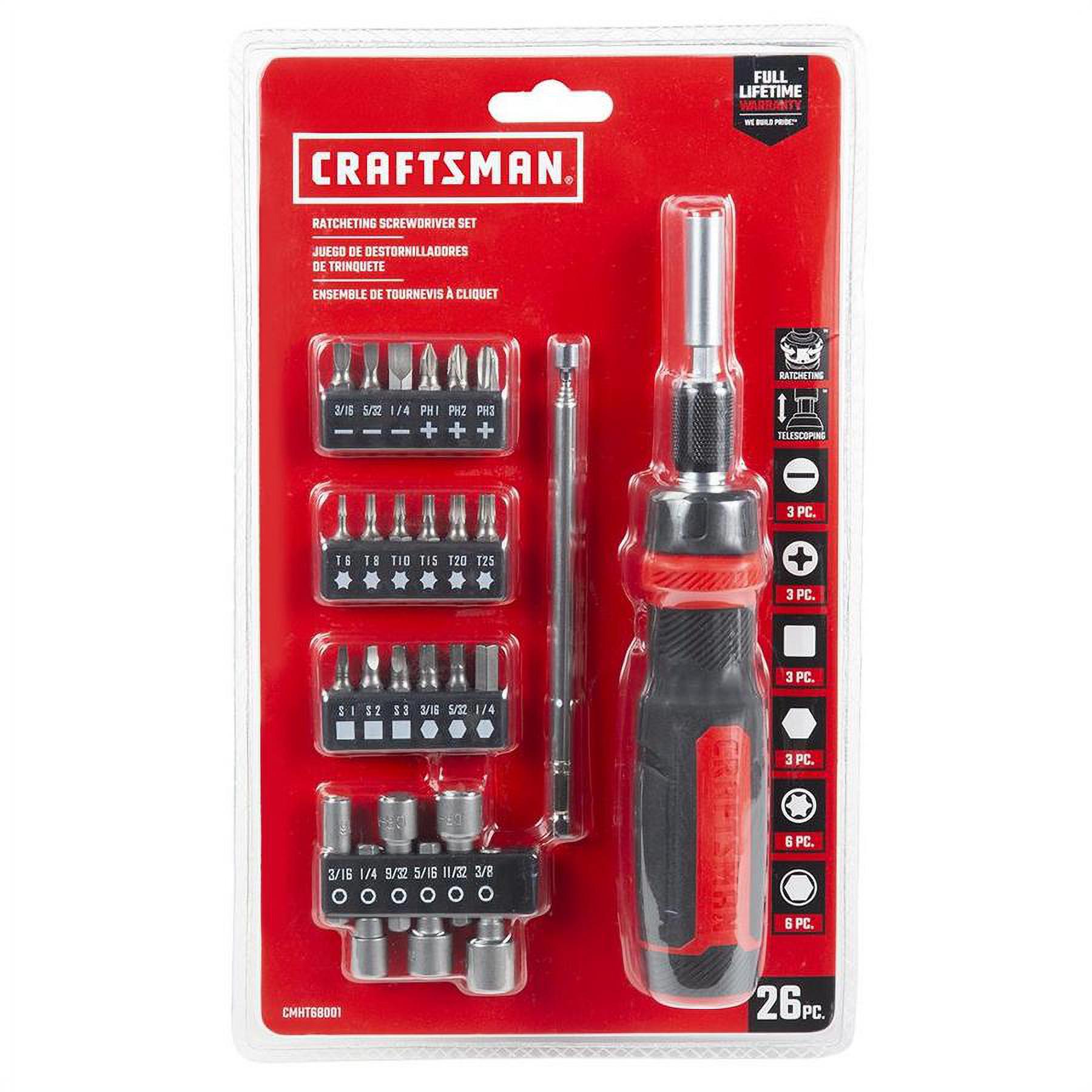 CRAFTSMAN Ratcheting Screwdriver Set, 26-Piece (CMHT68001)