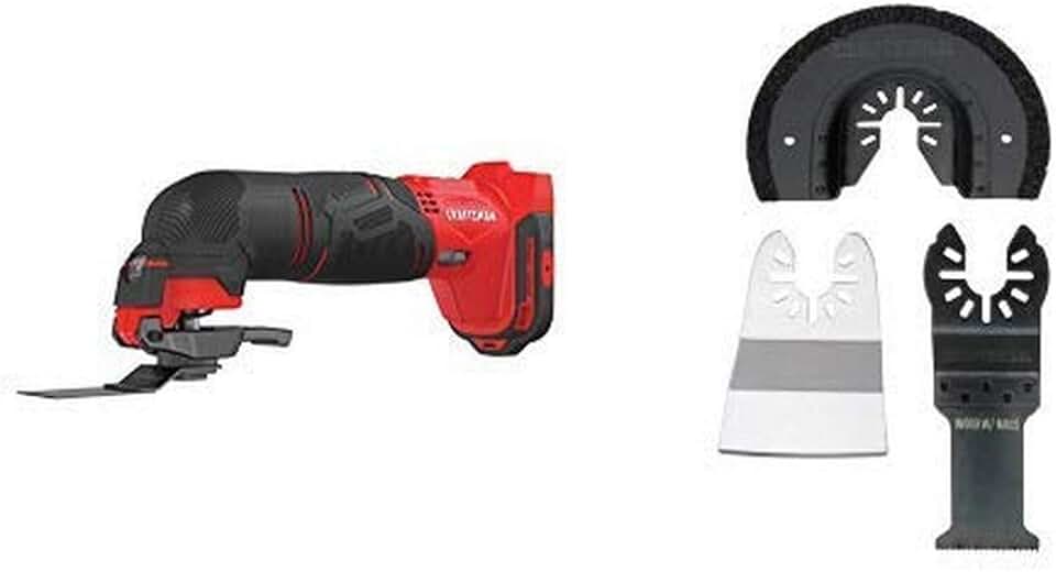 CRAFTSMAN V20 Oscillating Tool Cordless, Tool Only with Oscillating Tool Blades, Multi-Material, 3-Piece (CMCE500B & CMAO201)