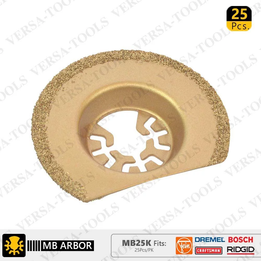 Versa Tool MB25K 63mm Semi-Circular Carbide Blade RASP, 8mm Offset Mount Fits Fein Multimaster, Dremel, Bosch, Craftsman, Ridgid Oscillating Tools - 25/Pk