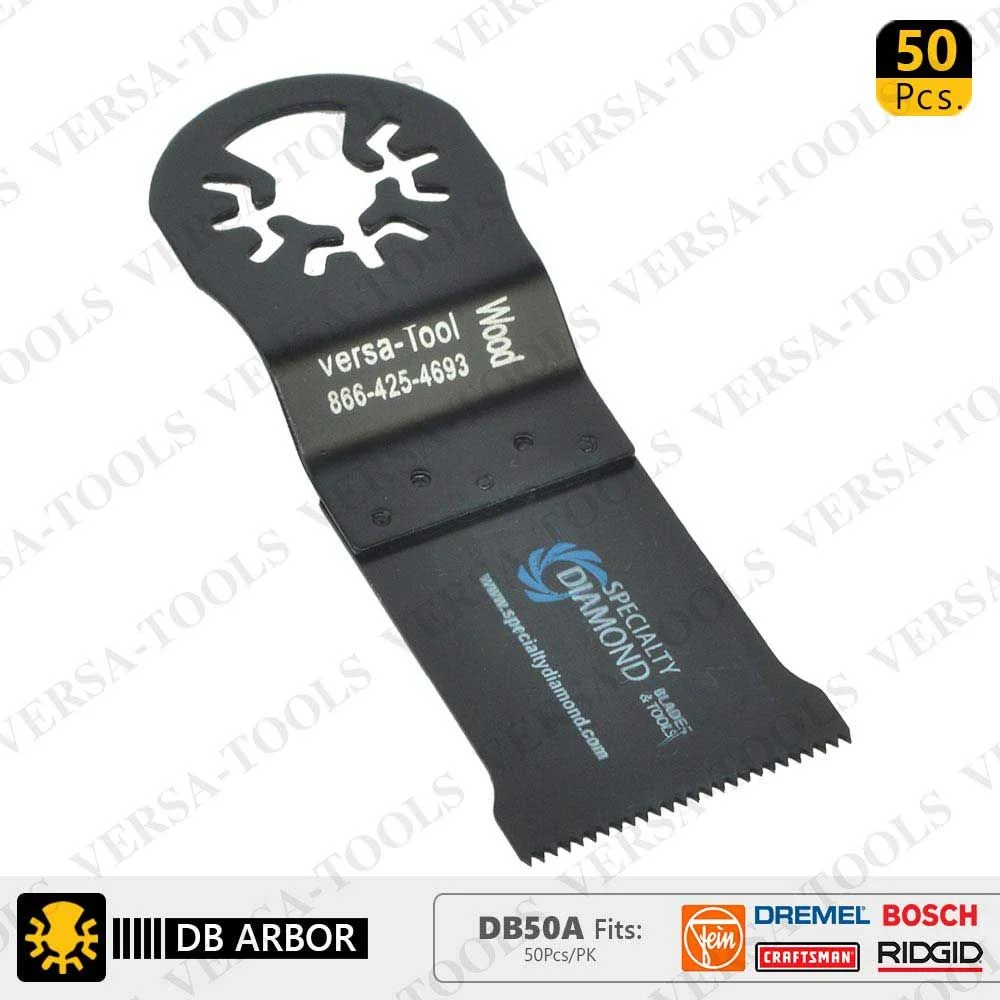 Versa Tool DB50A 35mm HCS Wood Cutting Multi-Tool Saw Blades 50/Pack Fits Fein Multimaster, Dremel, Bosch, Craftsman, Ridgid Oscillating Tools