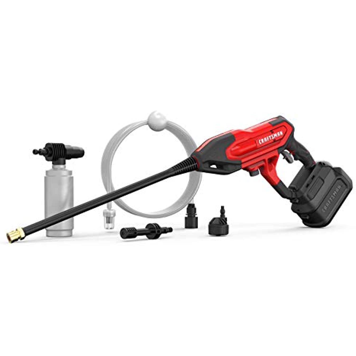 CRAFTSMAN V20 Cordless Pressure Washer Spray Gun, 350 Max PSI, with Extension, Soap Bottle, Battery and Charger Included (CMCPW350D1)