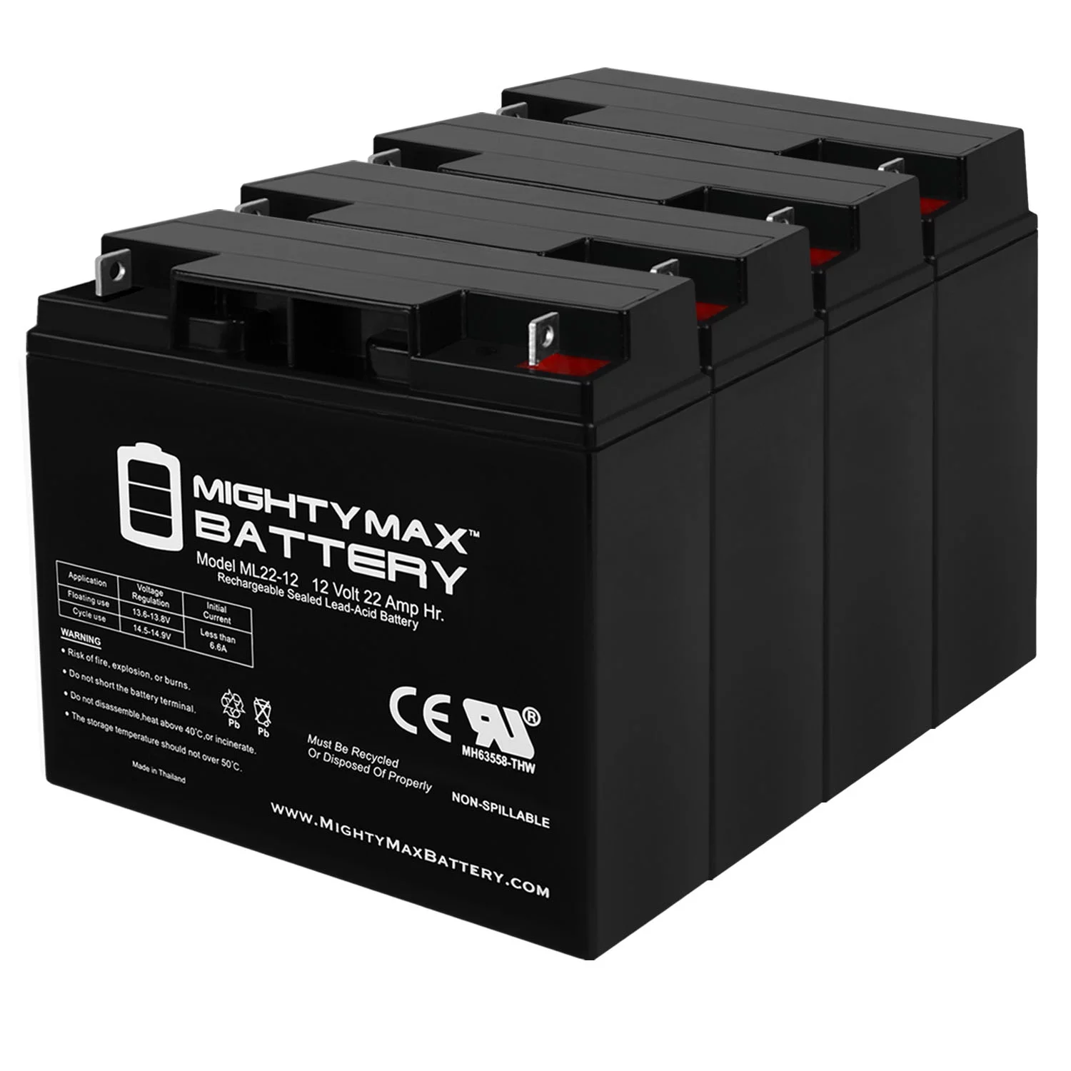 12V 22AH Battery Replacement for Sears Craftsman 02871988022 - 4 Pack