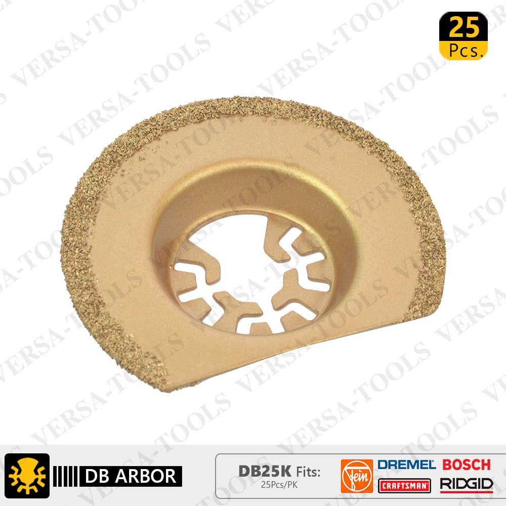 Versa Tool DB25K 63mm Semi-Circular Carbide RASP, 8mm Offset Mount Fits Fein Multimaster, Dremel, Bosch, Craftsman, Ridgid Oscillating Tools 25/Pk