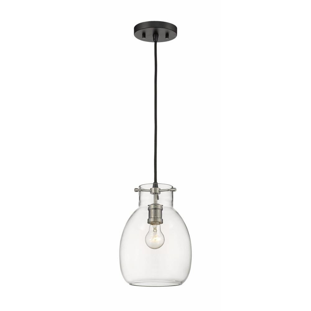 1 Light Mini Pendant in Craftsman Industrial Style 8 inches Wide By 11.5 inches High-Matte Black/Brushed Nickel Finish Bailey Street Home