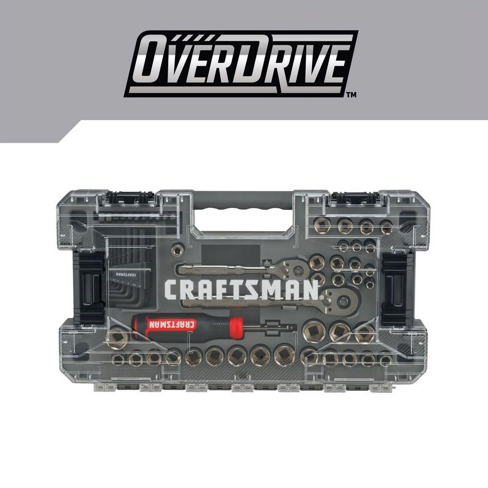 Craftsman OVERDRIVE 1/4 and 3/8 in. drive Metric/SAE 6 Point Mechanic's Tool Set 64 pc
