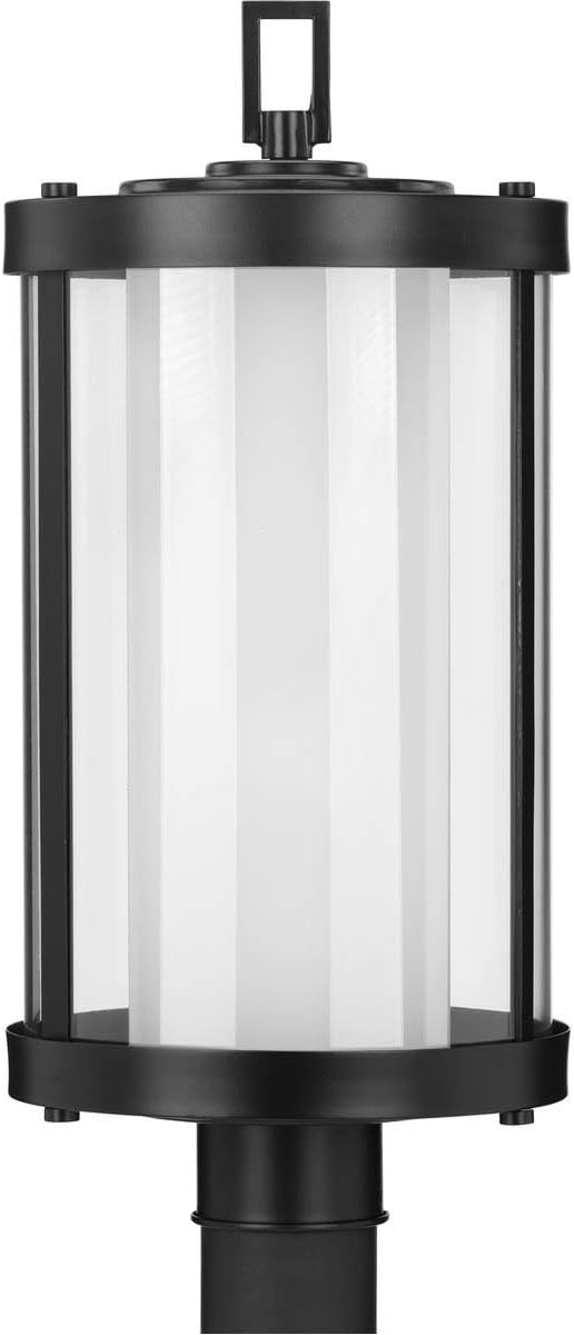 Irondale Collection 1-Light Clear Glass Craftsman Outdoor Post Lantern Light Matte Black