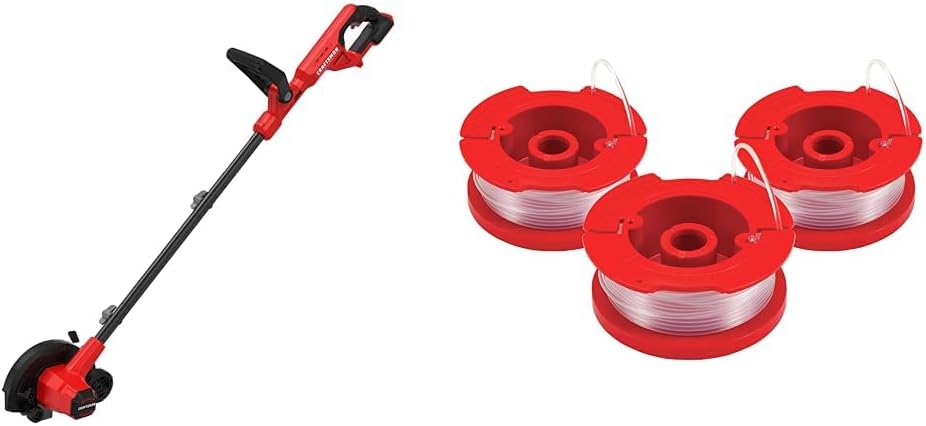 CRAFTSMAN 20V Edger Cordless Trencher Bare Tool CMCED400B, String Trimmer Line 3-Pack Spools CMZST0653 Red