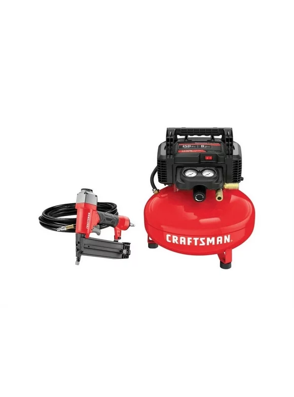 Craftsman 6 gal. Pancake Portable Brad Nailer and Air Compressor Combo Kit 150 psi 0.8 hp - Case Of: 1