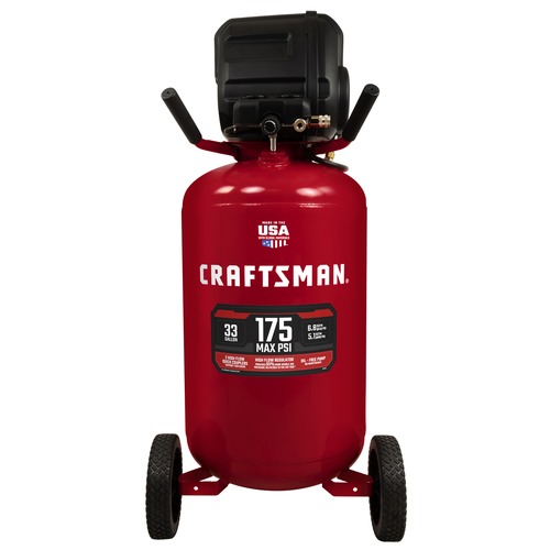 Craftsman 15 Amp 1.7 HP 33 Gallon 175 PSI 5.1 SCFM @ 90 PSI Oil-Free Portable Electric Vertical Corded Air Compressor