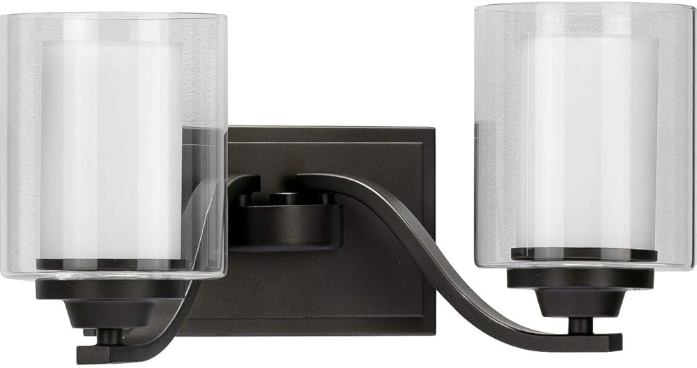 Kene Collection 2-Light Clear Glass Craftsman Bath Vanity Light Graphite