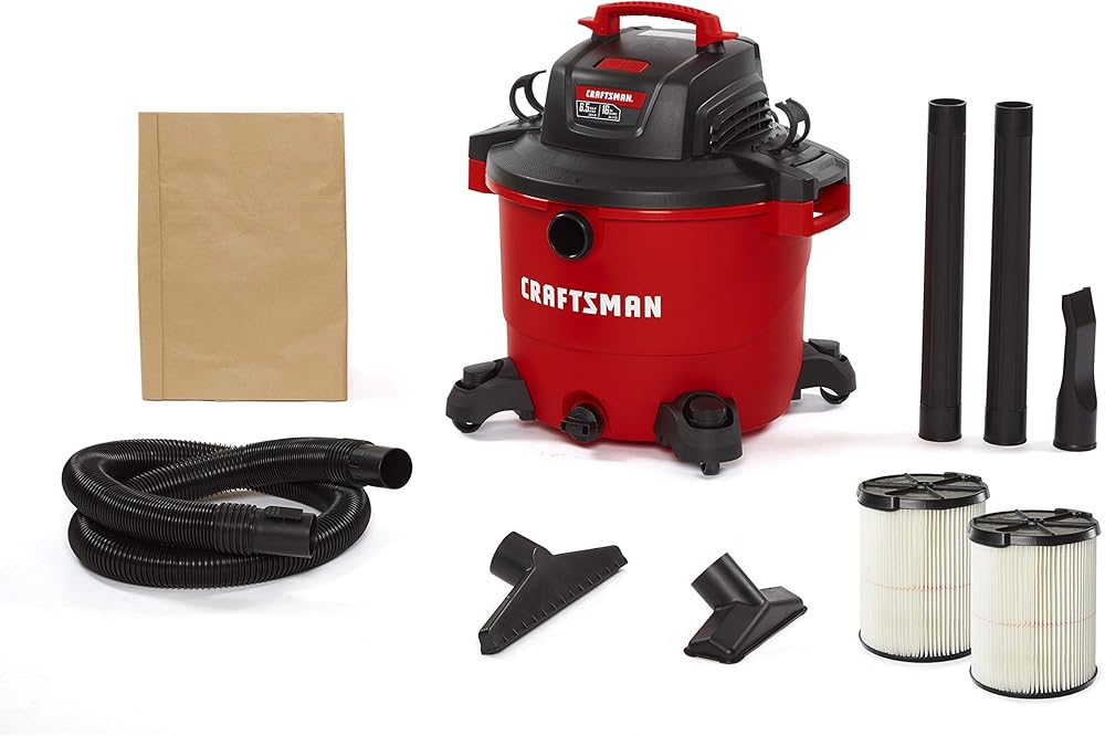Craftsman CMXEVBE17595 16 Gallon 6.5 Peak HP Wet/Dry Vac, Heavy-Duty Shop Vacuum with Attachments and Additional General Purpose Filter