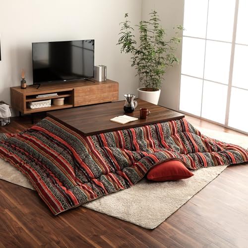 IKEHIKO Kotatsu Futon Comforter, Fluffy Premium Cotton Flannel, Kotatsu Square Rectangle Shape Red Black Heater Table, Japanese Futon Craftsman, Made in Japan 2088 (200×200cm (Square)), Purple
