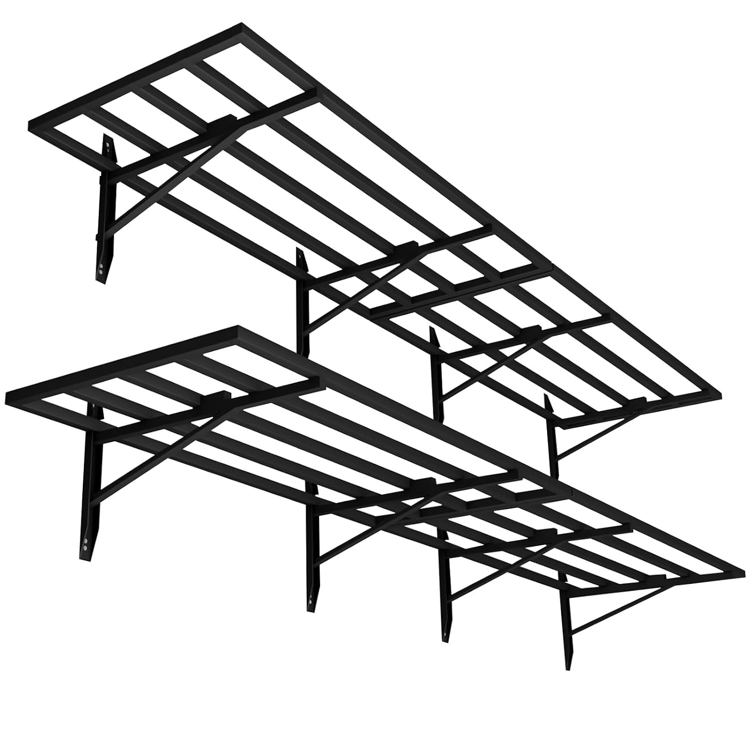 Lot De 2 étagères Murales Flottantes – 24x70 Pouces (60x180 Cm) – Acier – 100 Kg