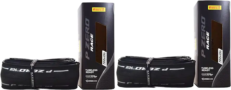 Pirelli P Zero Race TLR 28-622 (700 x 28c) Road Bicycle Tires (2) Pack, Lightweight Tubeless Bike Tires, Italian Craftsmanship, Speedcore Technology, SmartEVO Compound, 700x28c