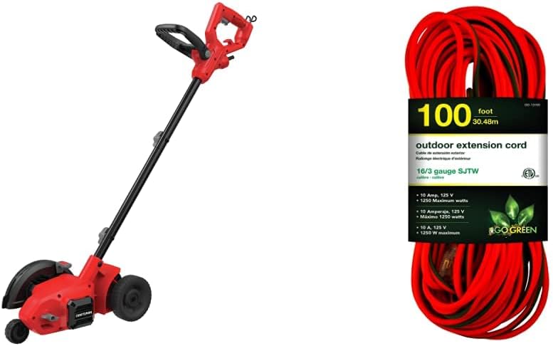 CRAFTSMAN Lawn Edger Tool, Corded, 12 Amp (CMEED400) and Go Green Power Inc. (GG-13700) 16/3 SJTW Outdoor Extension Cord, Lighted End, 100 ft