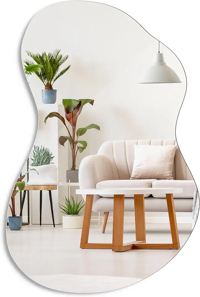 Barnyard Designs Asymmetrical Irregular Wall Mirror - Hotel Quality Craftsmanship with Abstract Frameless Shape - HD Clarity Reflection - Mount from Multiple Directions (24