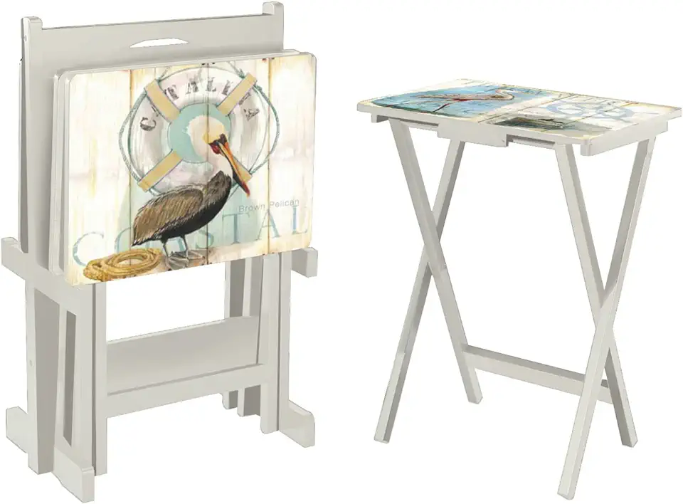 Cape Craftsman Coastal Bird Folding TV Tray Tables - Shorebird-Themed Design, Perfect for Home, Patio, Beach Decor, Durable & Easy to Store