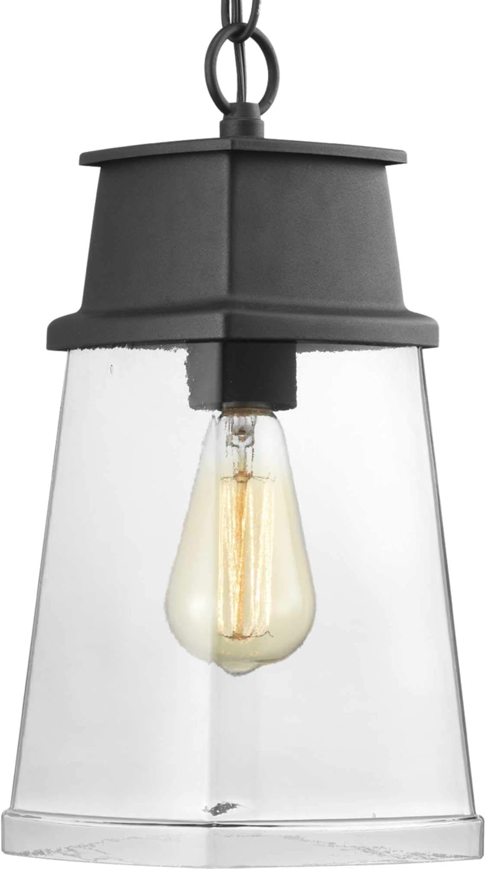 Progress Lighting Greene Ridge Collection 1-Light Clear Seeded Glass Craftsman Outdoor Hanging Lantern Light Textured Black