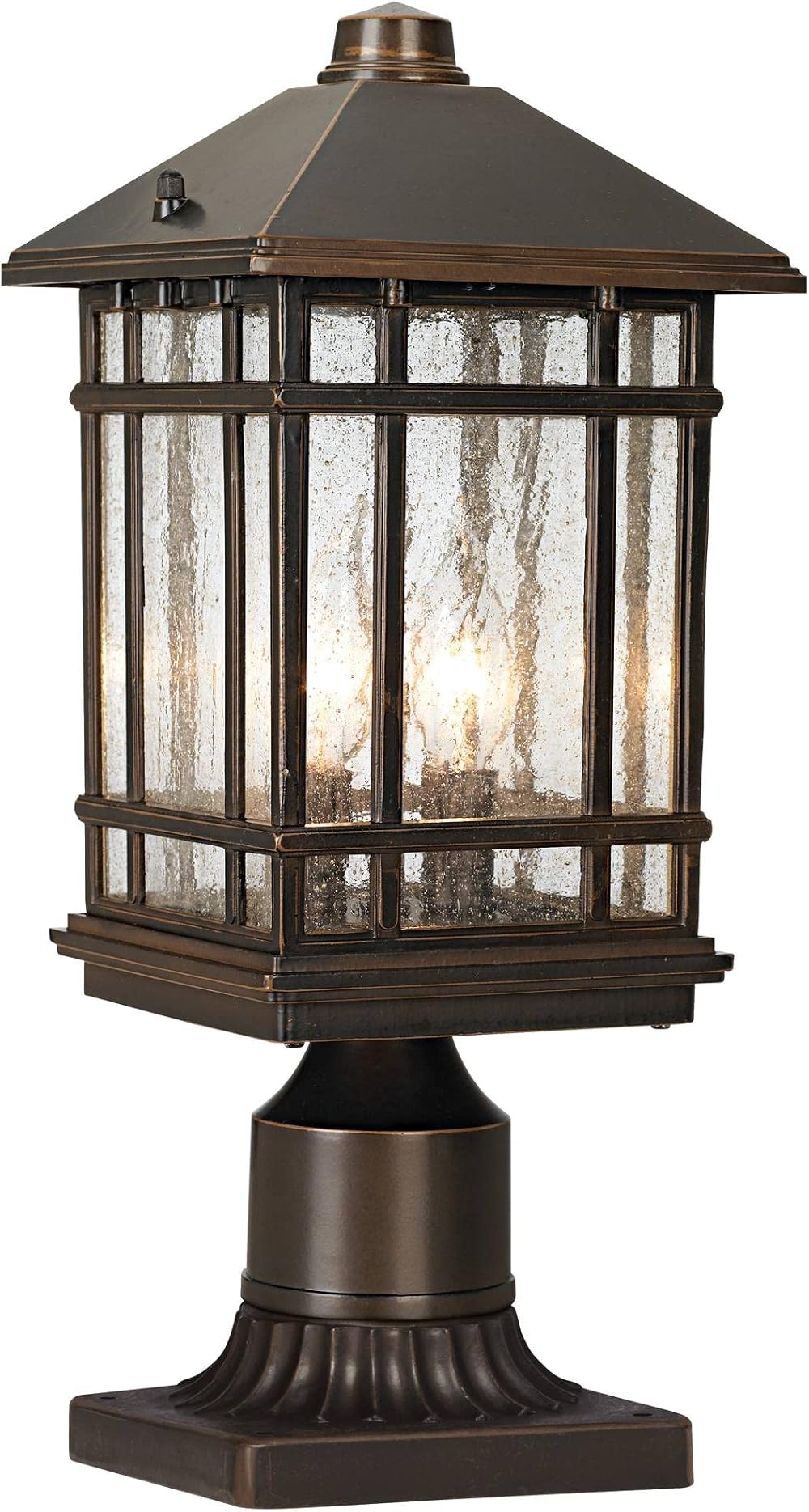 kathy ireland Sierra Craftsman Rustic Farmhouse Mission Outdoor Post Light Fixture Rubbed Bronze 2-Light 14