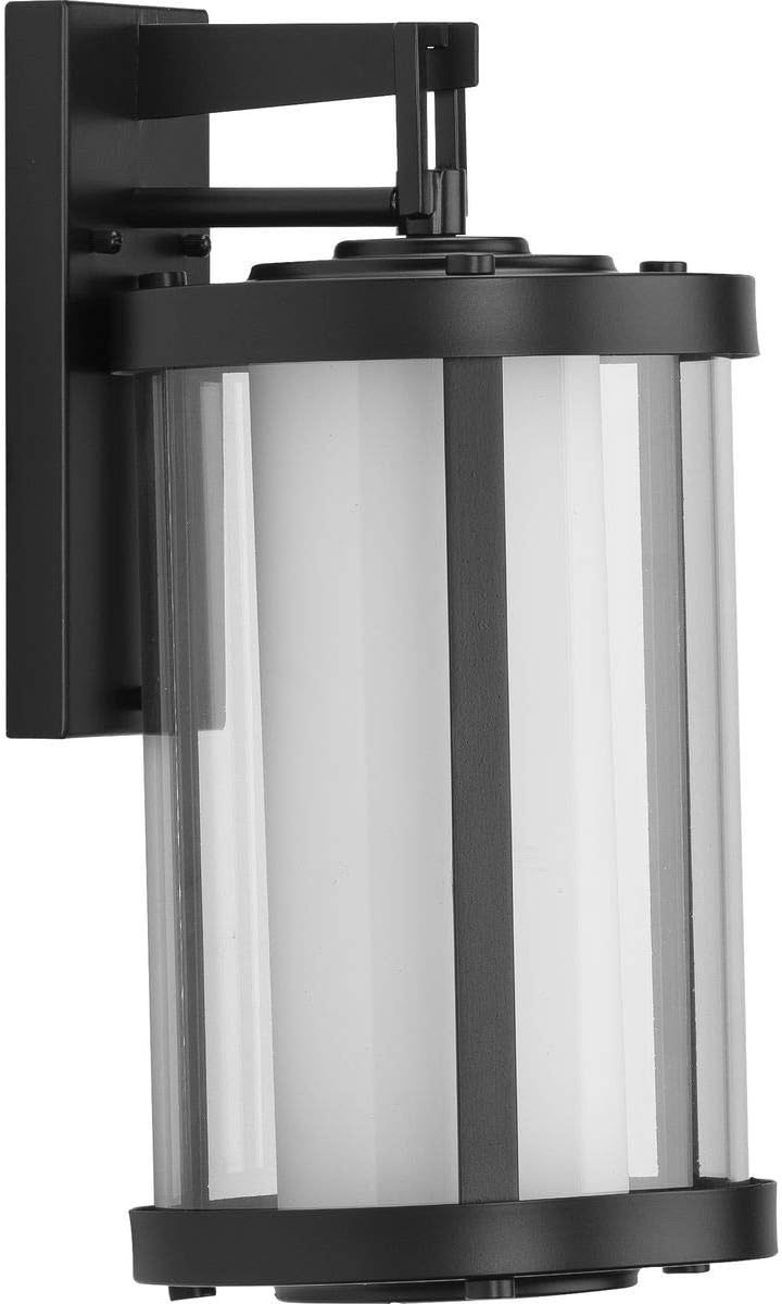 Irondale Collection 1-Light Clear Glass Craftsman Outdoor Medium Wall Lantern Light Matte Black