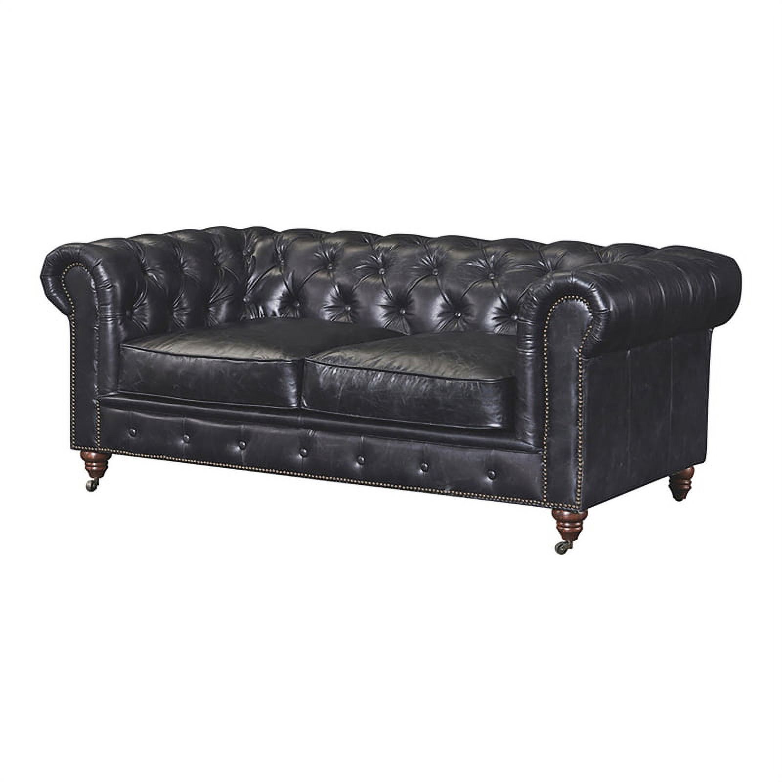 Crafters and Weavers Craftsman Mission Leather Loveseat in Black