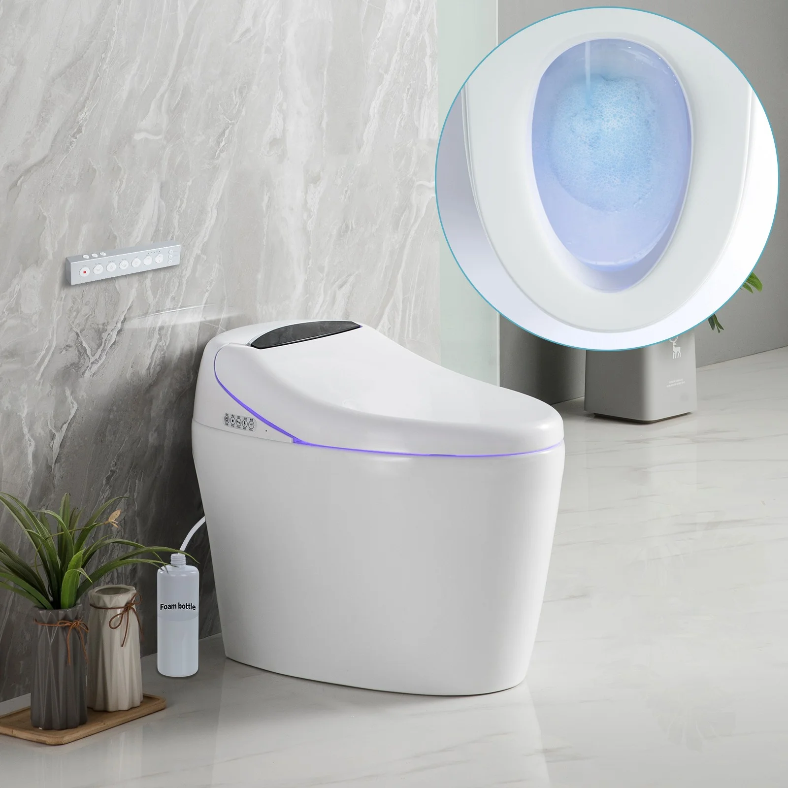 Intelligent Bidet One Piece Toilet with Auto Dual Flush, Heated Seat, Warm Water and Dry