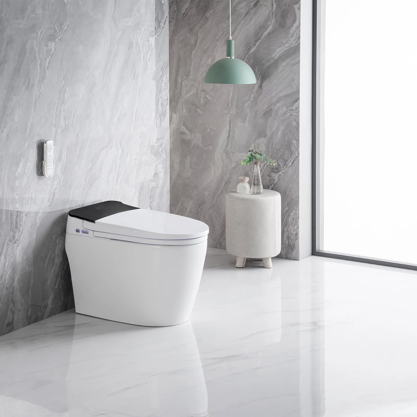Intelligent Bidet One Piece Toilet with Auto Dual Flush, Heated Seat, Warm Water and Dry