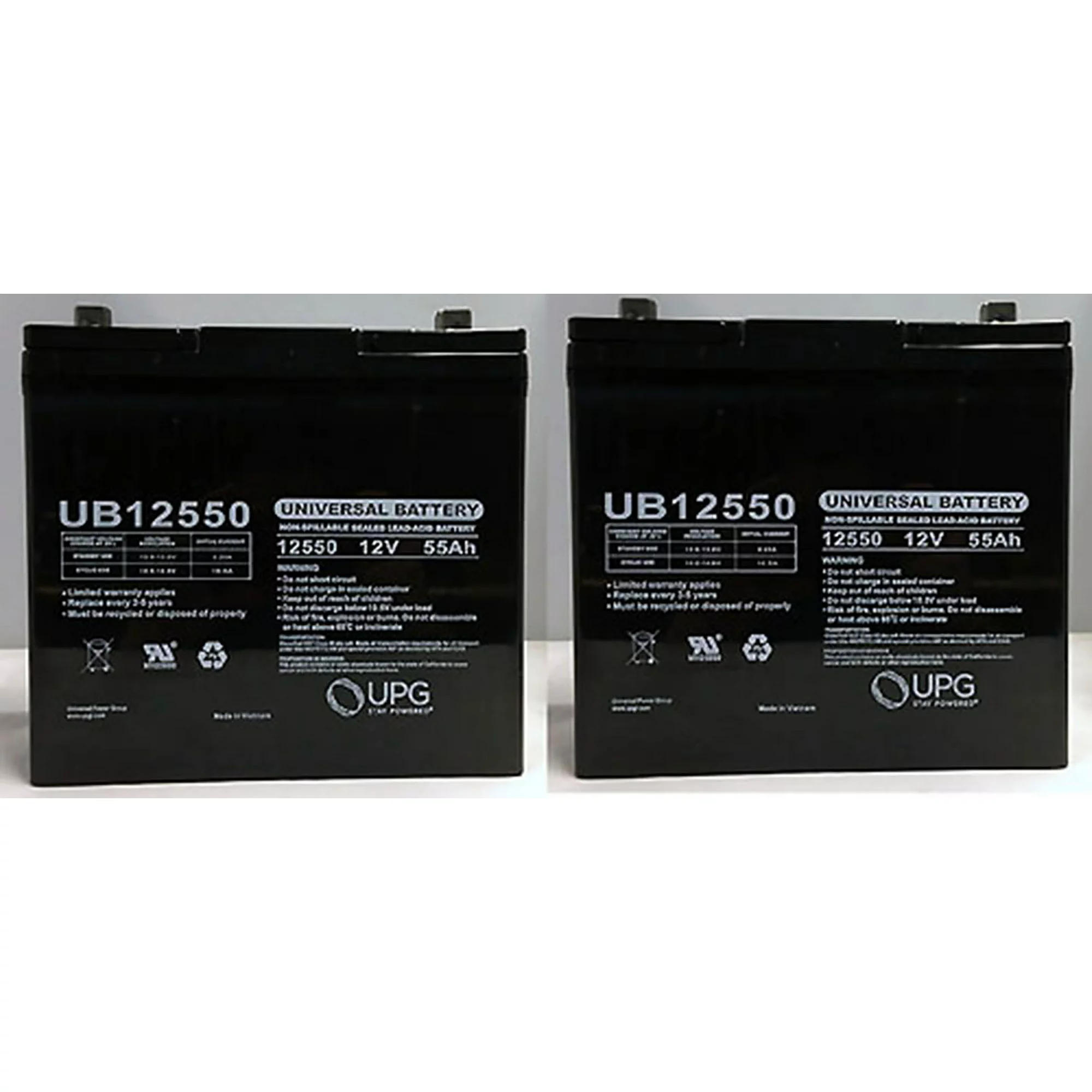 12V 55Ah Scooter Battery UB12550 For Hoveround Teknique - 2 Pack