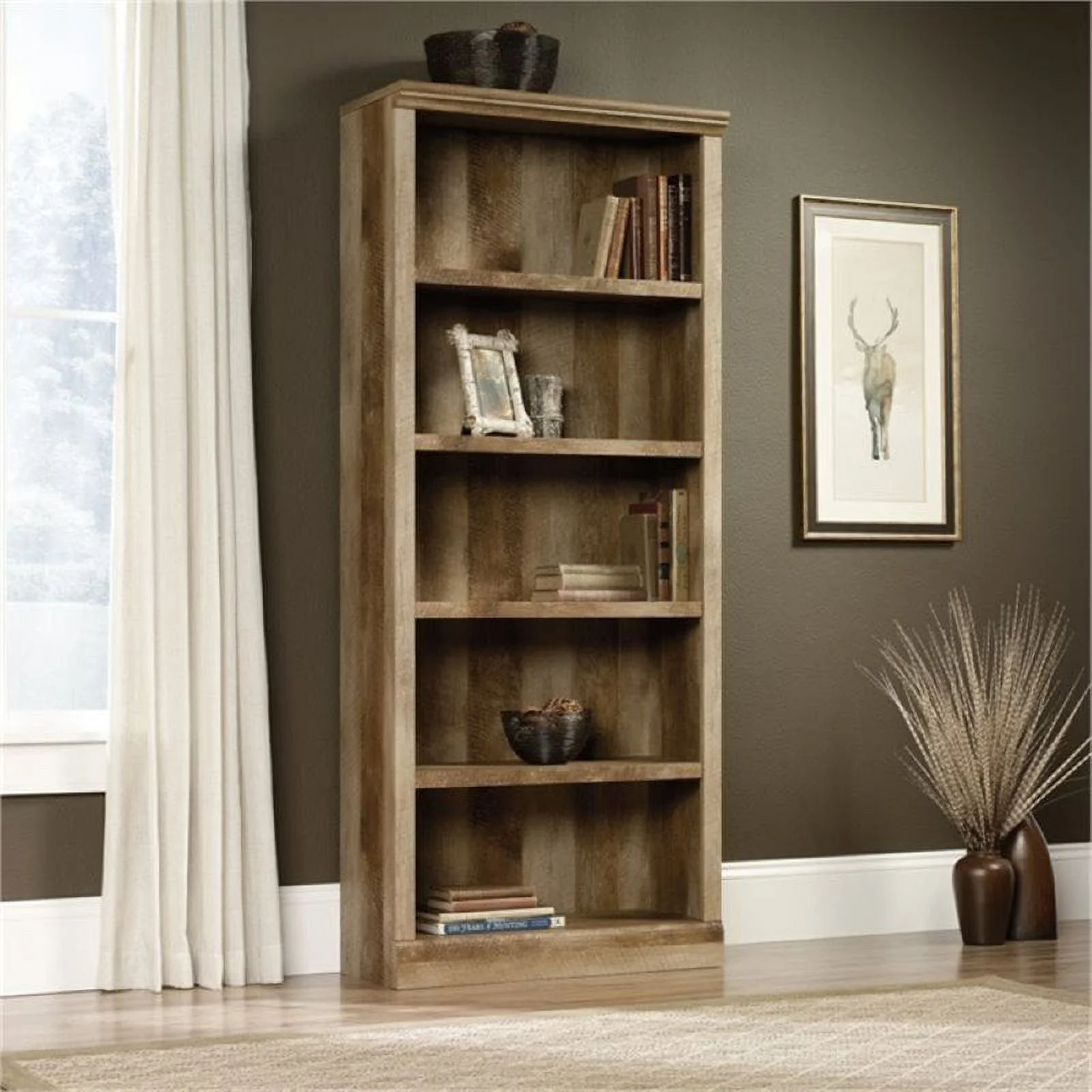 Bowery Hill 5 Shelf Bookcase in Craftsman Oak