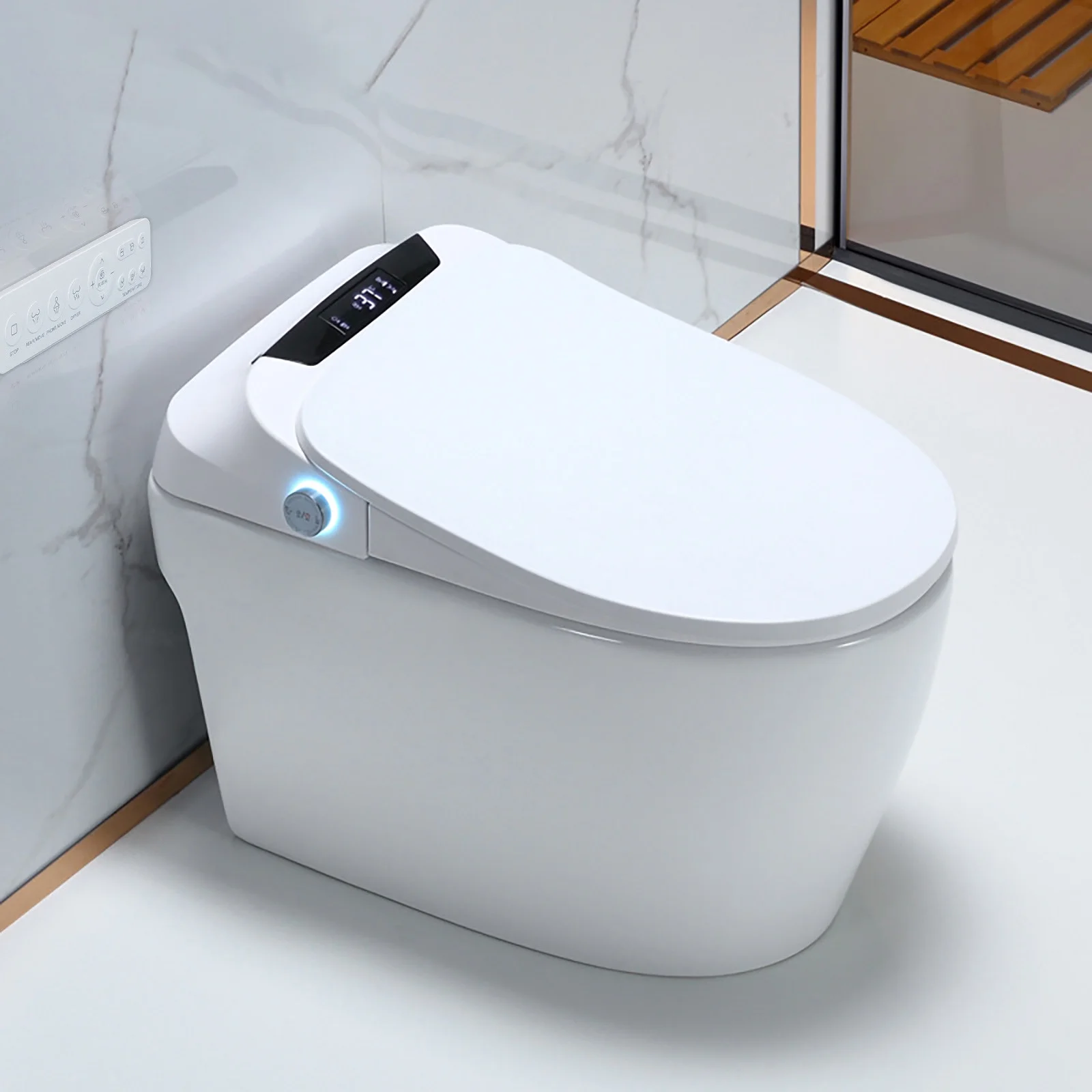 Intelligent Bidet One Piece Toilet with Auto Dual Flush, Heated Seat, Warm Water and Dry